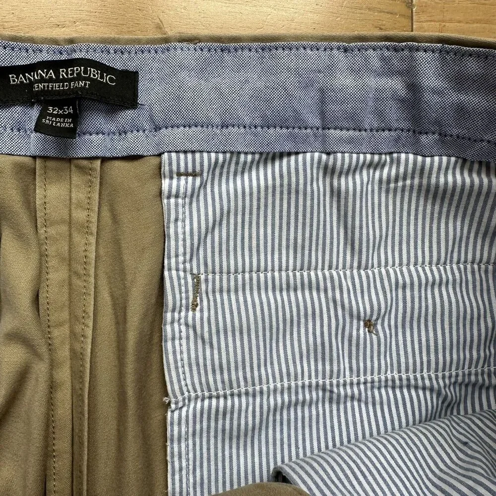 Banana Republic Kentfield Dress Pants Mens 32 x‎ 32 BEIGE KHAKI Flat Front